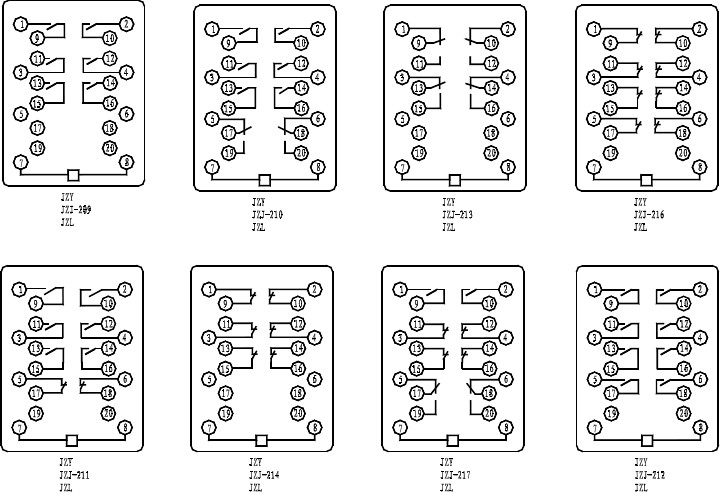 JZY-211中間繼電器接線圖圖